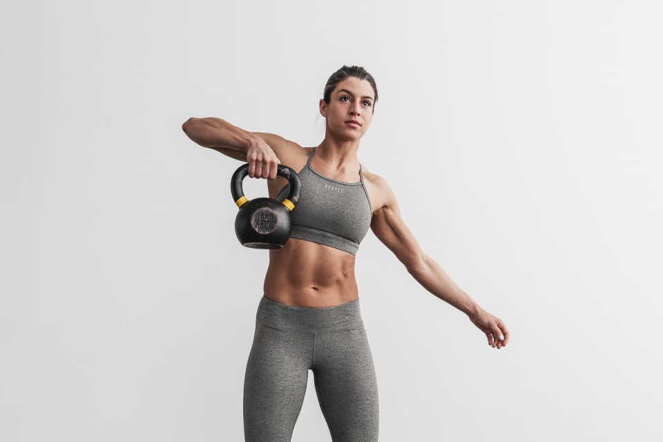 Sujetador Deportivo De Cuello Alto Nobull (pulgada Jaspeado) Gris