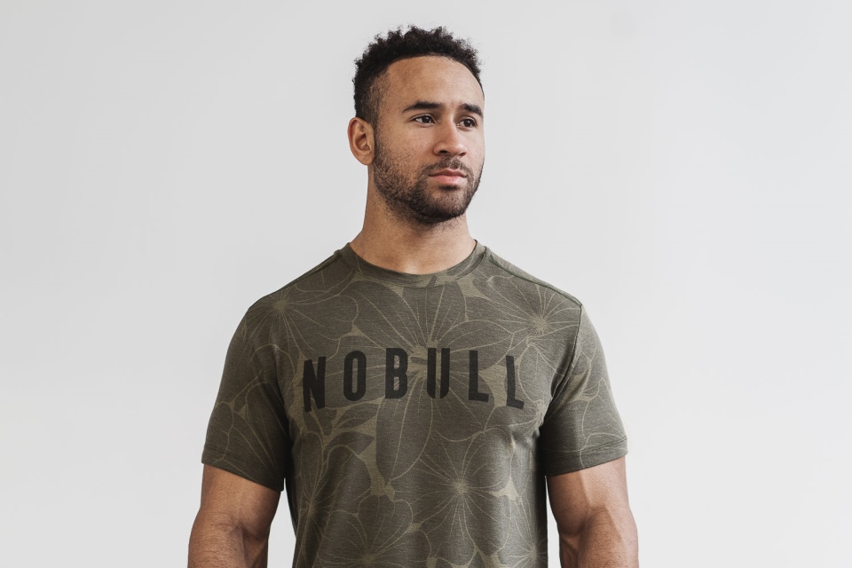 Camiseta De Hombre Nobull (hibiscus) Ejército