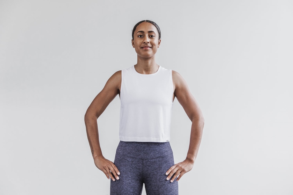 Camiseta Corta Sin Mangas Ligera De Mujer Nobull Blanca